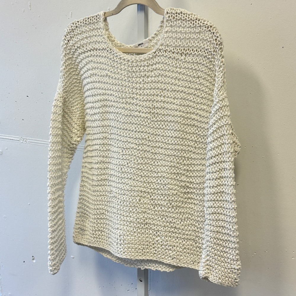 Mikoh Mehetia Top Medium Heavyknit Cotton Oversized Crewneck Sweater Open Knit - Picture 4 of 14